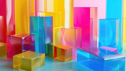Vibrant Transparent Colorful Acrylic Blocks, modern energetic touch