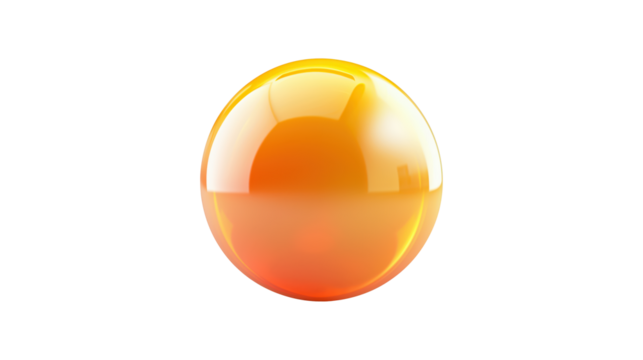 3D realistic yellow and orange colored ball isolated on transparent background