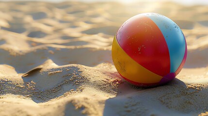 Obraz premium A close-up of a colorful beach ball lying on the sand