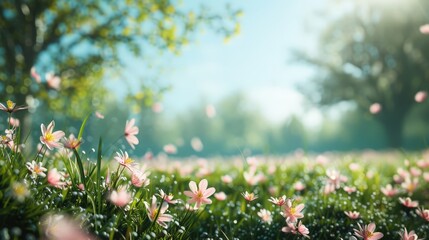Fototapeta premium Enchanting Spring Meadow: A Vibrant Floral Wonderland