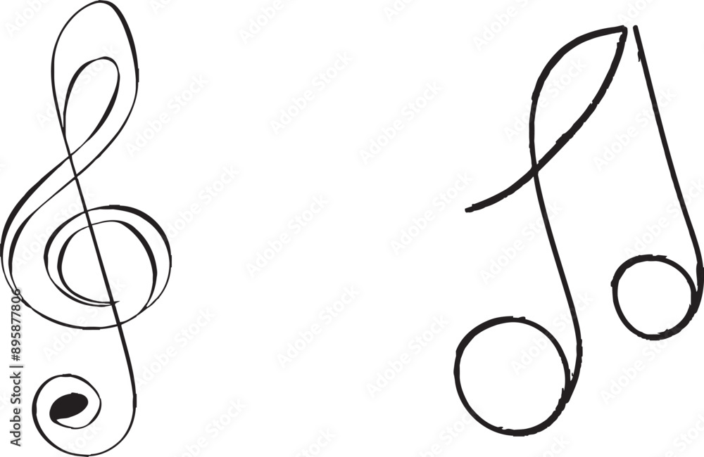 Poster isolated on white background, continuous one line drawing of music symbol. minimalistic style.