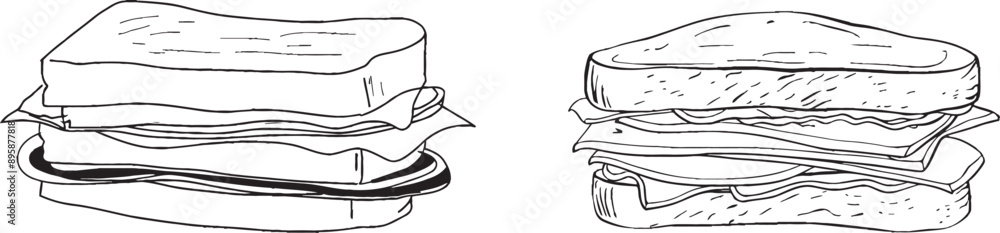 Aufkleber drawing of delicious sandwich with continuous line. fast food or junk food single line concept for c