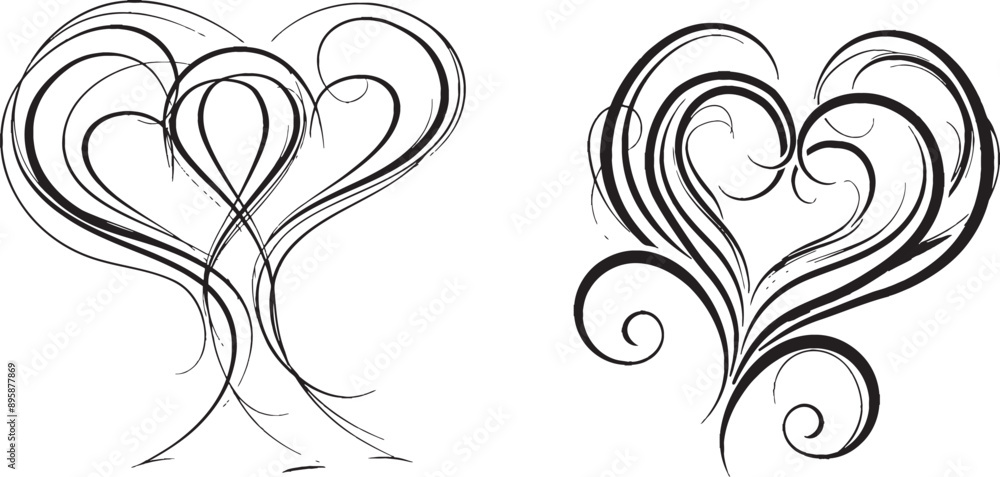 Poster the love sign with two hearts embrace the minimalism design on a white background. romantic continuo