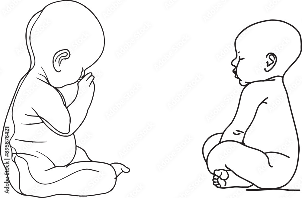 Poster a cute sleeping baby drawn in a single line. modern minimalism art with an aesthetic contour. a litt