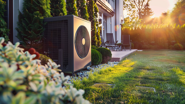 a heat pump in front of a facade