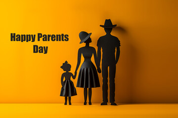 Greeting card, banner or poster for happy Parents day with text inscription.