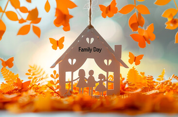 Greeting card, banner or poster for happy Parents day with text inscription.