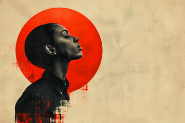 Generative AI technology cut-out graphical retro collage with vivid vintage elements paper art design