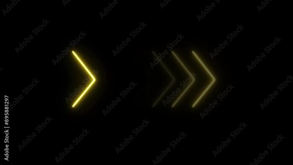 Poster glowing neon arrow direction animation on black background. looping arrow animation. flashing direct
