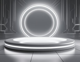 Fototapeta premium Portal Stage: 3D Tech Podium Background
