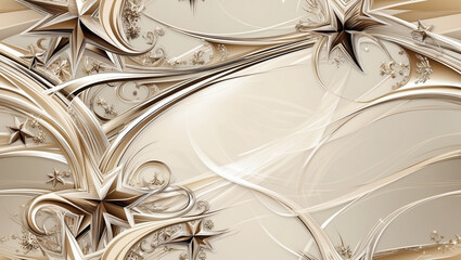 Seamless Abstract Star and Swirl Pattern Design in Beige and Brown
