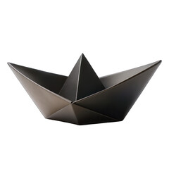 Black paper boat isolated on transparent background