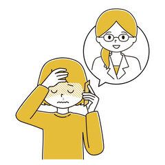 発熱症状で医療従事者に電話で相談する女性のイラスト