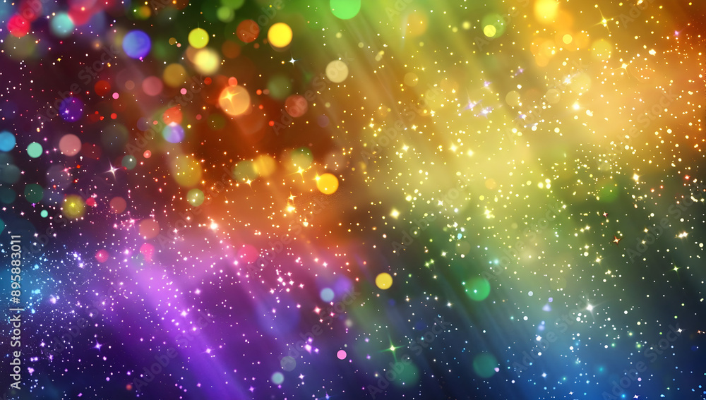 Aufkleber a vibrant and colorful abstract background with bokeh lights and sparkles, creating a festive and ma