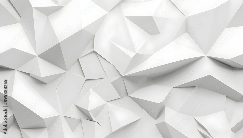 Poster abstract geometric white background with polygonal shapes creating a modern, minimalistic 3d effect,