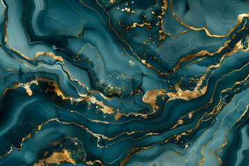 Abstract marble background with luxurious blue and gold swirling patterns creating a sophisticated and elegant texture.