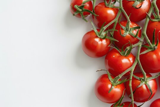 Fresh Vine-Ripened Cherry Tomatoes on White