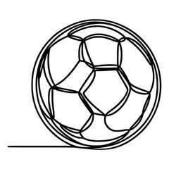 one line continuous classic soccer ball sport vector illustration template design