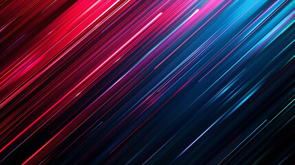 colorful geometric speed line abstract technology background, realistic, blue and red, black background 