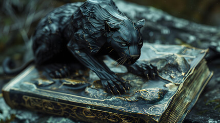 Dangrous black panther abstract art which showing the power of knowledge.