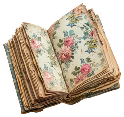 PNG  Vintage floral patterned open book