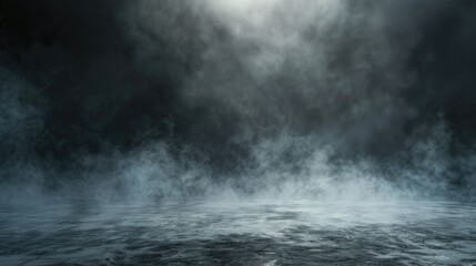 Dark smoky ground with fog and mist, perfect for creating eerie and mysterious backgrounds