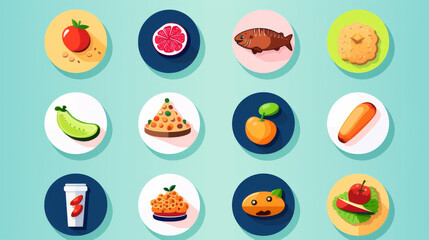 Flat Icons for Food and Nutrition Web Design