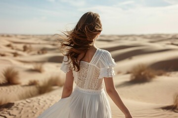 Visiting beautiful mysterious arabian country sandy hot climate desert traveling relaxing on nature, Generative AI picture