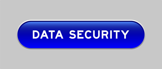 Blue color capsule shape button with word data security on gray background