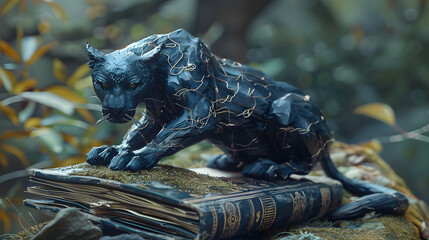 Dangrous black panther abstract art which showing the power of knowledge.