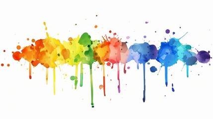Fototapeta premium abstract stains of watercolor paint rainbow on a white background, banner, generative AI