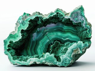 Fototapeta premium Shattered Malachite Texture on White Background