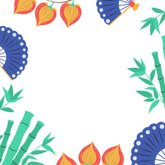 japan obon summer festival. Cartoon vector frame