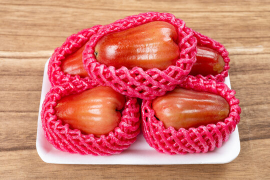 angle view pack of  fresh wax apples