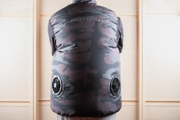 fans cooling vest at horizontal composition