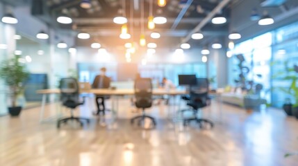 Blurred Office Interior with Sunlight