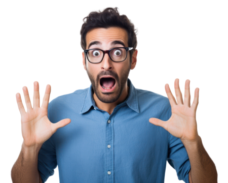 PNG Acting confused Raise your hand to cover your mouth glasses adult man.