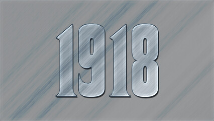 3D Glass effect number design of 1918, glassy background.