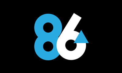 86 Triangle Number Logo Blue White Simple Modern