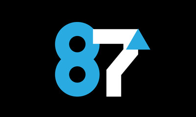 87 Triangle Number Logo Blue White Simple Modern