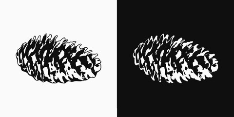 Spruce cone. Image tracing, cleaned and simplified illustration. Realistic style. Not AI.