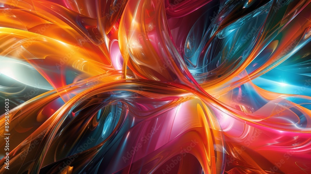 Poster galactic fusion - futuristic abstract background with vibrant colors and dynamic shapes for sci-fi f