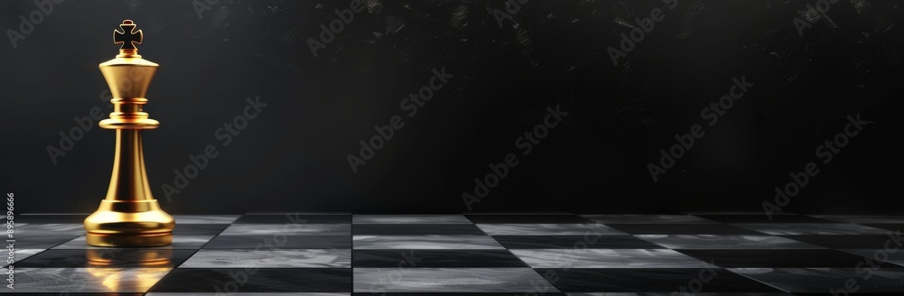 Poster 3d rendering of a single chess piece on a chessboard