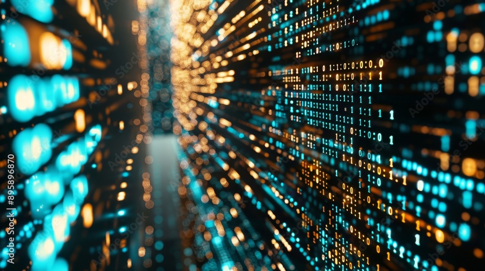 Fototapete Creating computer code. Digital background. Binary coding. UHD.