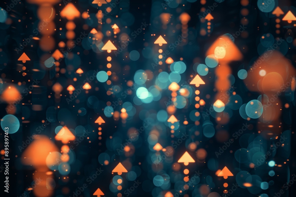Poster three-dimensional rendering of abstract arrows pointing upwards.