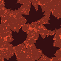 Seamless pattern with autumn leaves motifs painted in watercolor. Watercolor autumn leaves in a seamless illustration. Idea for festive decoration and creating prints.