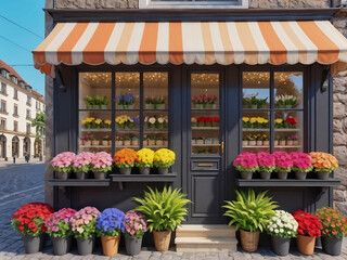 Obraz premium Flower shop in the old town
