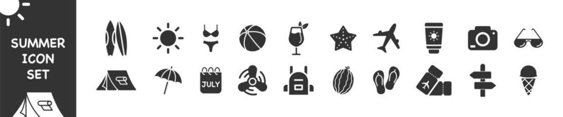 Travel, summer icon collection. Tour and travel icon set. Summer vacations icons. Vector illustration