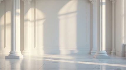 Majestic Marble Columned Hall with Brilliant Lighting
