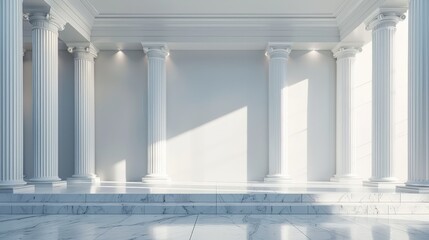Fototapeta premium Majestic Marble Hall with Elegant Columns and Natural Lighting